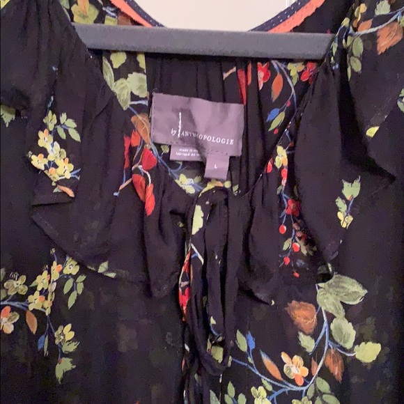 Black multi-colored floral sheer dress or long top - Picture 3 of 7